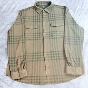 Express Men's Heavy Flannel Stretch Shacket Sz XL Brown Plaid Outdoor Western